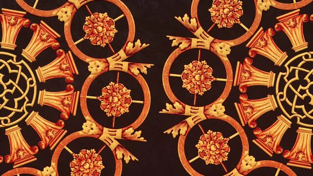 Decorative vintage antique floral baroque ornament, luxury renaissance retro victorian elegant motif, royal damask background with curve shapes and rococo acanthus, animated ornate 3d illustration