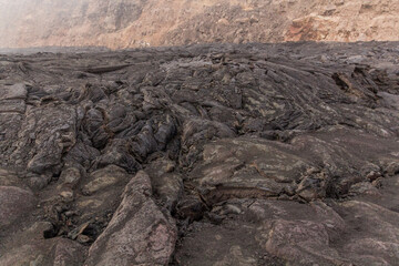 Lava fields in Erta Ale volcano crater, Ethiopia