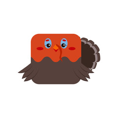 Square turkey bird farm animal face icon isolated on white background. Cute cartoon square shape turkey kawaii avatar for kids character. Vector flat clip art illustration mobile ui game application.