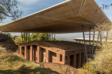 Bet Medhane Alem, rock-cut church in Lalibela, Ethiopia