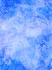 Blue watercolor sky and clouds texture background