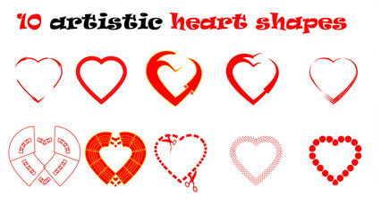 Heart shapes vector set