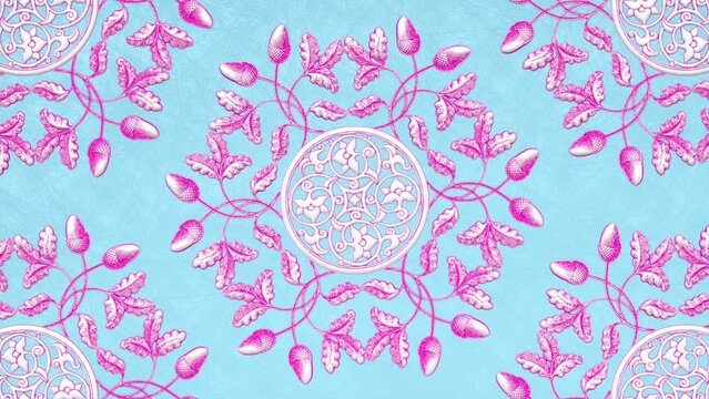 Decorative vintage antique floral baroque ornament, luxury renaissance retro victorian elegant motif, royal damask background with curve shapes and rococo acanthus, animated ornate 3d illustration