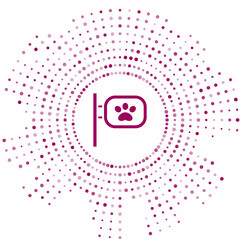 Purple Pet grooming icon isolated on white background. Pet hair salon. Barber shop for dogs and cats. Abstract circle random dots. Vector
