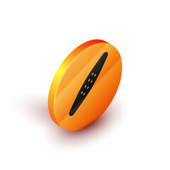 Isometric Nail file pet icon isolated on white background. Professional treatment at home grooming for pet. Orange circle button. Vector