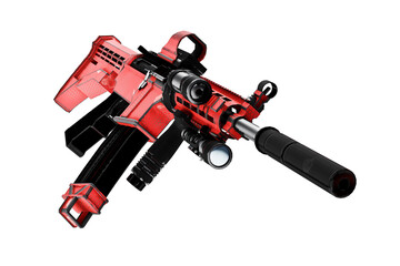 3d model automatic rifle with a collimator sight and silencer