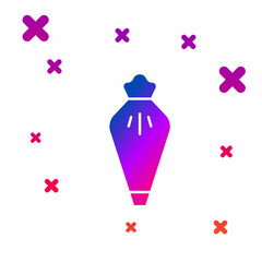 Color Pastry bag for decorate cakes with cream icon isolated on white background. Kitchenware and utensils. Gradient random dynamic shapes. Vector