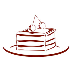 cherry cake, cherry dessert, dessert on a saucer