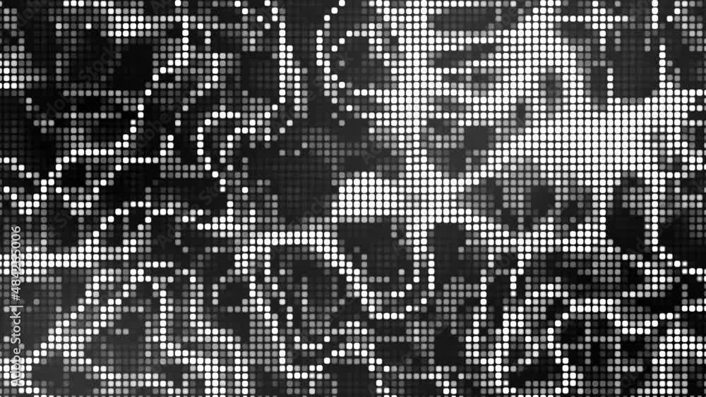 Poster wave halftone animated mosaic background. a pattern of connecting lines of squares. smoke rings. mov