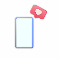 3D cartoon smartphone with like button. Cell phone with like and heart emoji speech bubble. Social media like icon on mobile phone. Isolated vector illustration.