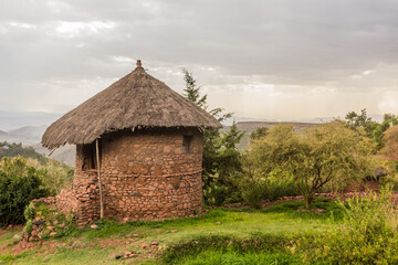 Fototapeta na wymiar Traditional round house in Lalibela, Ethiopia
