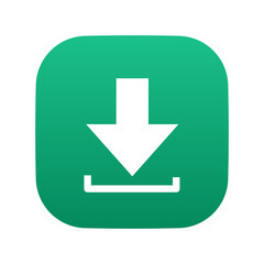 Download app icon. Save button. Download file, application, document pictogram. Arrow sign