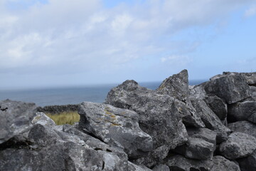 Close up of rocks and sky.