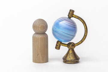 Wooden Figurine Dreaming of Travel