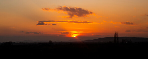 sunset landscape at winter in Armenia