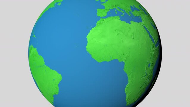 Seamless looping animation of the earth zooming in to the 3d map of Burkina Faso with the capital and the biggest cites in 4K resolution
