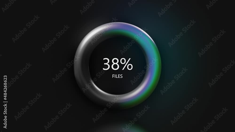 Poster ring with loading and percentages. motion. glowing line moves in ring during loading. percentage of 