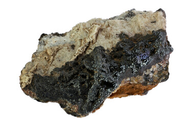 psilomelane from Ehrenfriedersdorf, Ore Mountains, Germany isolated on white background
