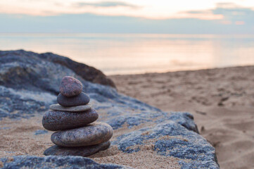 stack of stones on beach