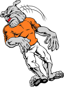 Bulldog Mascot Falling Over Vector Illustration