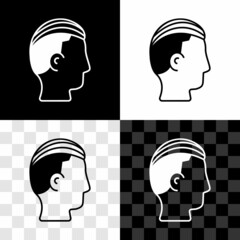 Set Hairstyle for men icon isolated on black and white, transparent background. Vector
