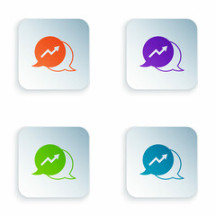 Color Financial growth increase icon isolated on white background. Increasing revenue. Set colorful icons in square buttons. Vector