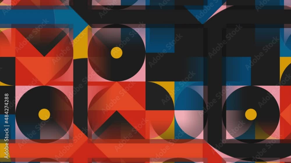 Aufkleber colorful geometric pattern with moving figures in square. motion. beautiful colorful pattern of geom