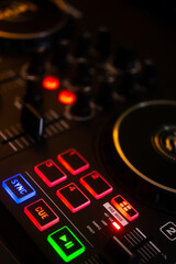 DJ mixing desk turntable