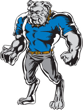 Bulldog Mascot Standing Tough Vector Illustration