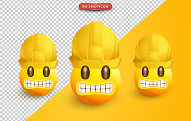 3d contractor emoticon with angry expression