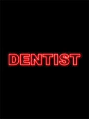 Fototapeta na wymiar Dentist Text Title - Neon Effect Black Background - 3D Illustration