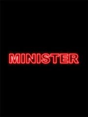 Fototapeta na wymiar Minister Text Title - Neon Effect Black Background - 3D Illustration