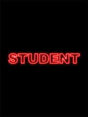 Student Text Title -  Neon Effect Black Background -  3D Illustration