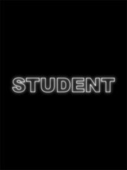 Student Text Title - Neon Effect Black Background - 3D Illustration