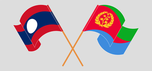 Obraz premium Crossed and waving flags of Laos and Eritrea