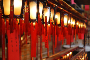 Lanterns in buddhist temple Man Mo, Hong Kong