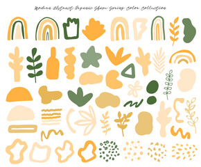 a set of cute yellow modern abstract organic shape	
