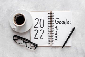 New year beginning solution goals concept - hand writing text, top view