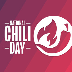 National Chili Day. Holiday concept. Template for background, banner, card, poster with text inscription. Vector EPS10 illustration.