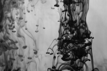 Ink in the water abstract background. splashes of paint swirling in liquid