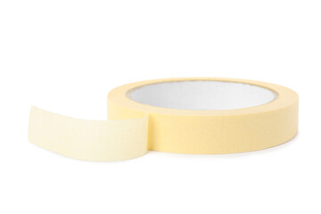Roll of adhesive tape isolated on white