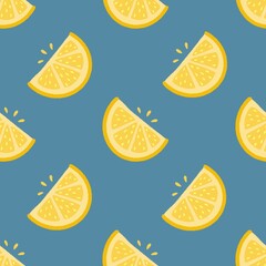 Seamless pattern with citrus fruits. Tropical background with fresh lemon  slices for fabrics, wrapping paper, menu, packaging, apparel