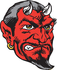 Devil Mascot Head Vector Illustration