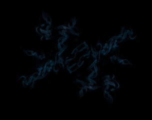 dark phantom blue color smoke frozen in studio shoot on black background space, creative concept...