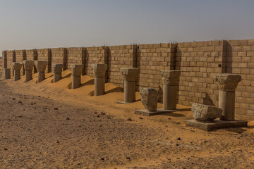 Ruins of the columns in the Old Dongola deserted town, Sudan