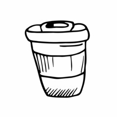 doodle icon. take away coffee cup. vector illustration