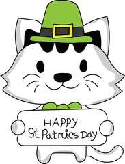 Saint Patrick Cat illustration 