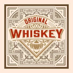 Vitrage gordijnen Vintage labels Whiskylabel met oude lijsten