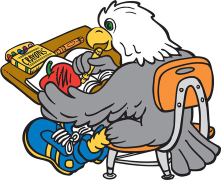 Eagle Mascot at School Vector Illustration