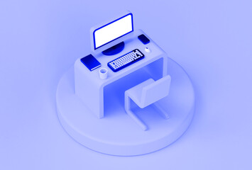 Business Creative Toy Workspace 3d Illustration